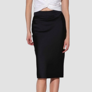 NWT. Walter Baker Daya Black Satin Slip Skirt Size 10